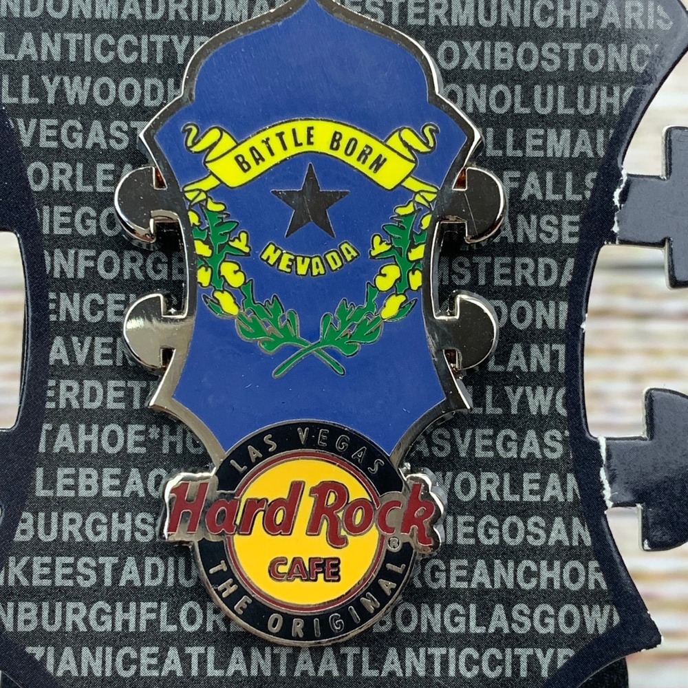 Hard Rock Cafe Las Vegas Nevada Battle Born Guitar Headstock Pin On Card